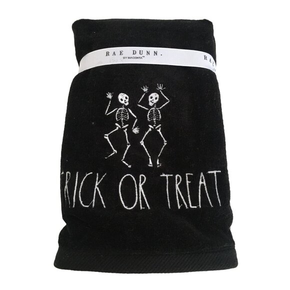 Rae Dunn Other - Rae Dunn Halloween Hand Towels Set of 2 Skeleton Trick or Treat Black 16 x 30 in